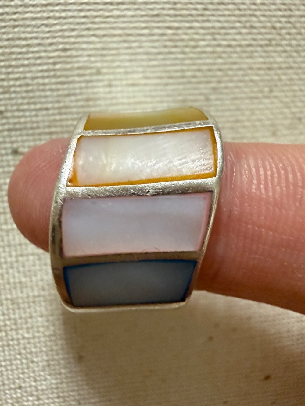 Sterling Silver 925 Multicolor Inlay Band Ring size 5.75 - Picture 9 of 11
